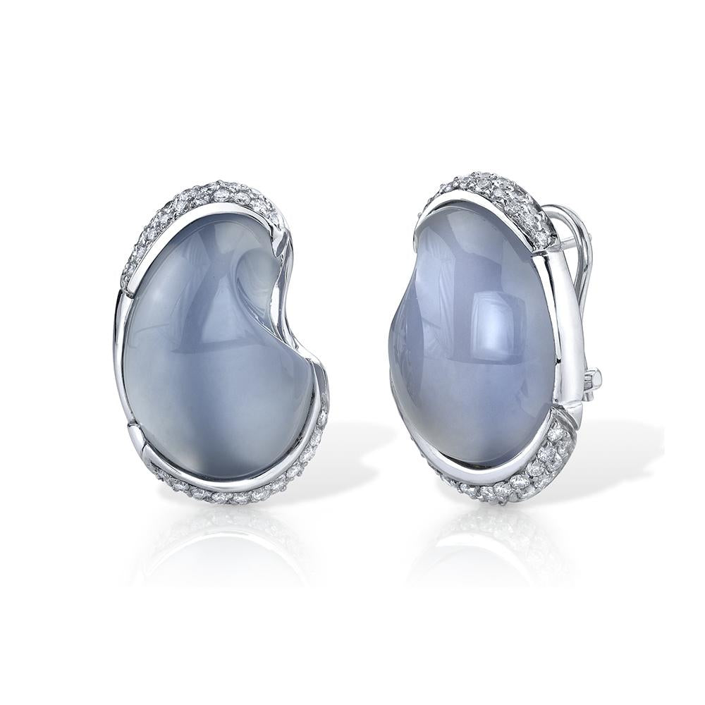 Chalcedony Mother of Pearl Gold Post Earrings